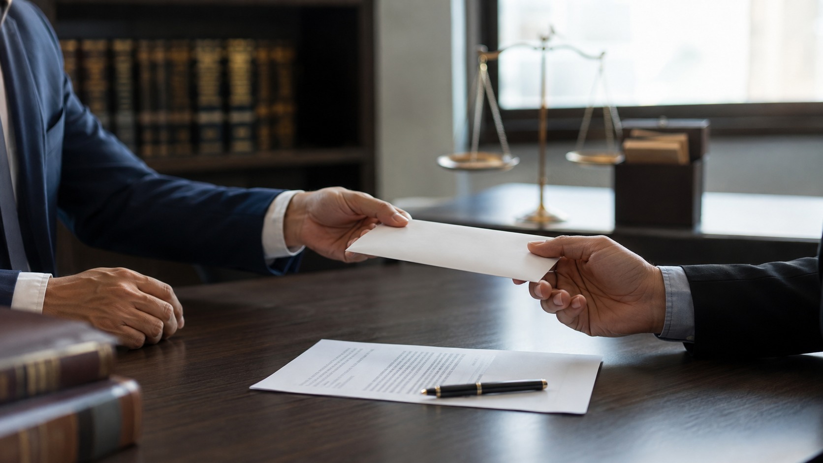 Employé remettant sa lettre de démission à son manager dans un cadre professionnel